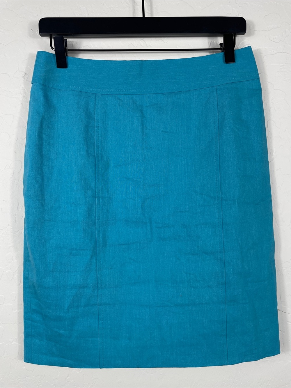 Halogen Size 6 Linen Turquoise Pencil Skirt